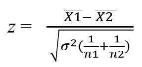 z-test formula for the difference in mean